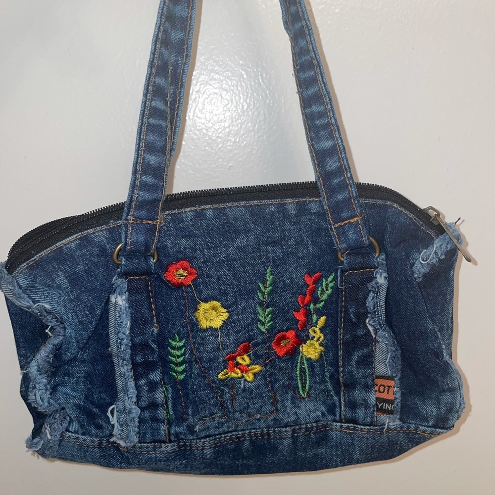 Jeans floral shoulder bag